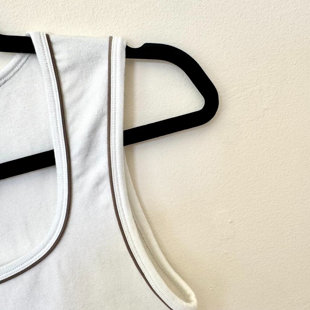 Sincerely Jules White Stretchy Scoop Neck Crop Tank Top Contrast Trim Size Large - Picture 4 of 8
